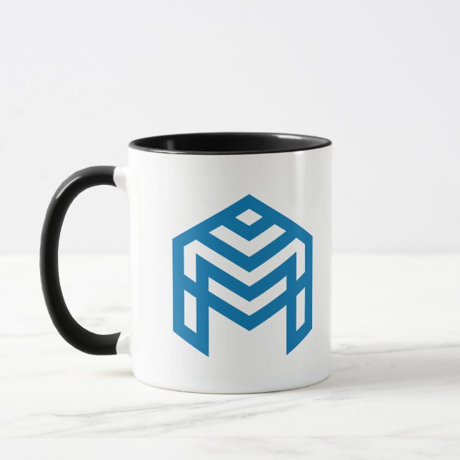 Blue Abstract Geometric M  Mug (Left)