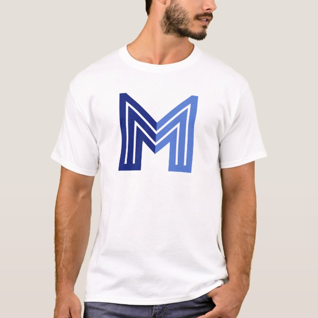 Blue Abstract Geometric M  T-Shirt (Front)