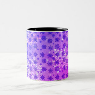 Blue Abstract Geometric Snowflakes Pink Blue Two-Tone Coffee Mug