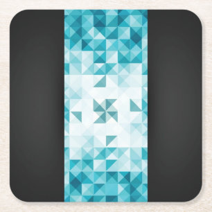 Blue Abstract Geometrical Background Template Square Paper Coaster