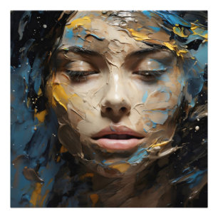 Blue Abstract Girl Face Photo Print