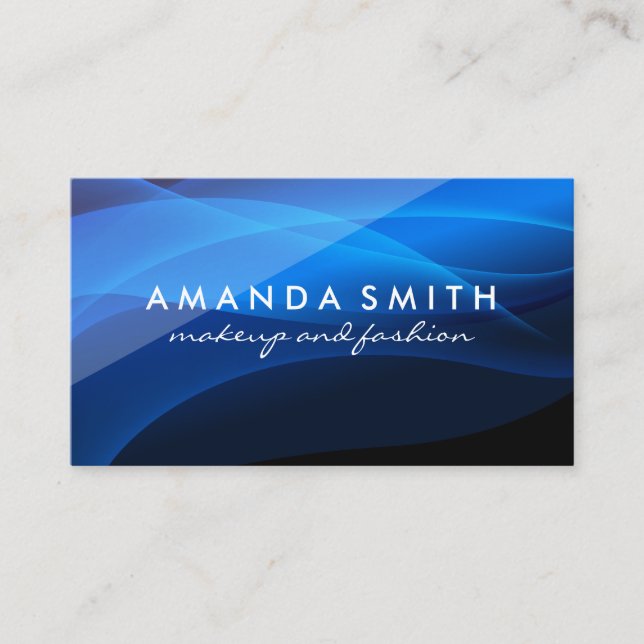 Blue Abstract Gloss Business Card (Front)