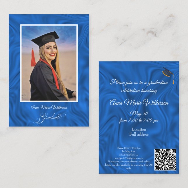 Blue Abstract Graduation Party Invitation (Front/Back)