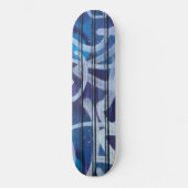 Blue abstract grafitti pattern skateboard (Front)