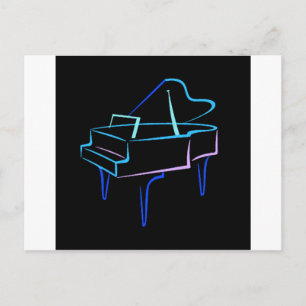 Blue Abstract Grand Piano Postcard