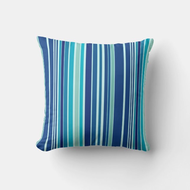 Blue abstract graphic design background stripes cushion (Front)