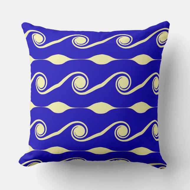 Blue Abstract Life Waves Cushion (Front)