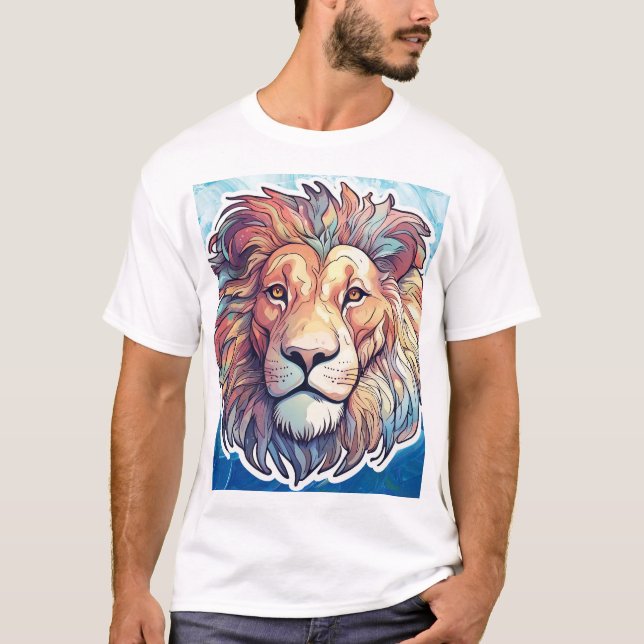 BLUE Abstract Lion Head T-Shirt (Front)
