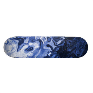 Blue Abstract Marble Art Skateboard