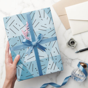 Blue Abstract Modern Art Triangle Pattern  Wrapping Paper