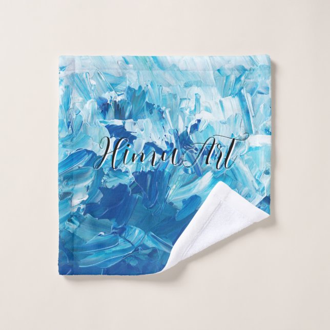 Blue abstract modern  bath towel set (Wash Cloth)