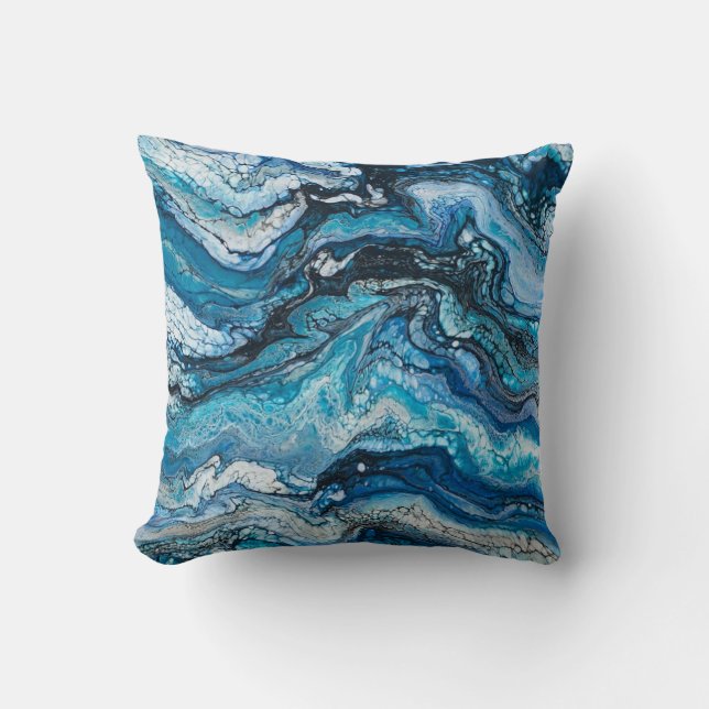 Blue Abstract Modern Cushion (Front)