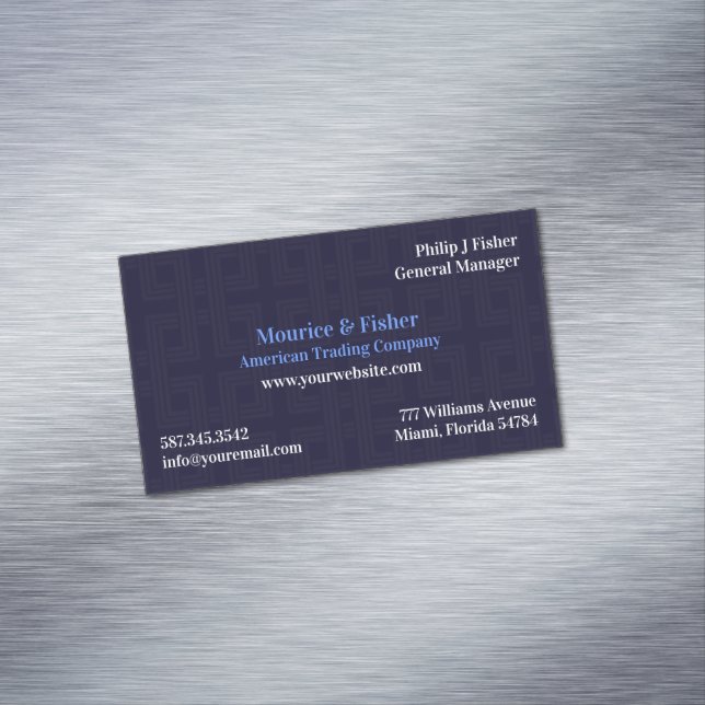 Blue Abstract Modern Magnetic Business Card (In Situ)