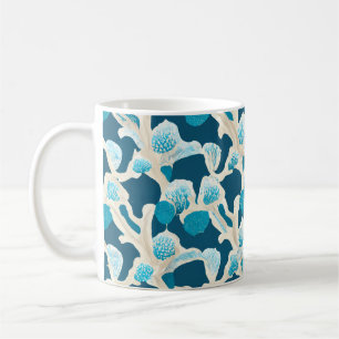 Blue Abstract Ocean Floor   Coastal Pattern Coffee Mug