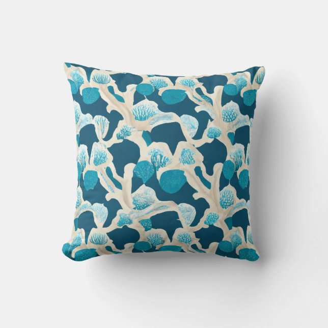Blue Abstract Ocean Floor | Coastal Pattern Cushion (Front)