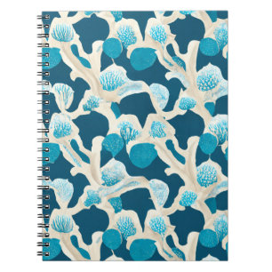 Blue Abstract Ocean Floor Coastal Pattern Notebook