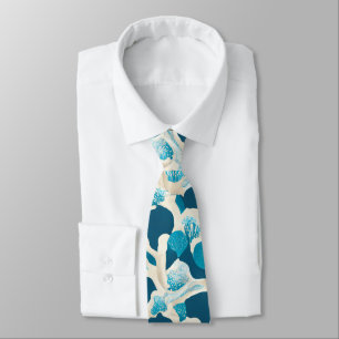 Blue Abstract Ocean Floor   Coastal Pattern Tie
