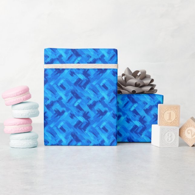 Blue Abstract Paint  Wrapping Paper (Baby Shower)