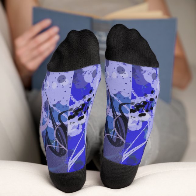 Blue abstract painting socks (Bottom)