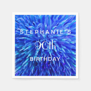 Blue Abstract Paper Napkins 90th Birthday Party