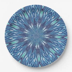 Blue Abstract Paper Plates