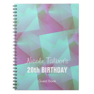 Blue Abstract pastel 20th Birthday Guest Book 4