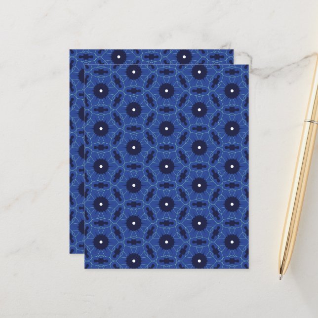 Blue Abstract Pattern 50.0 Scrapbook Paper  (Front/Back In Situ)