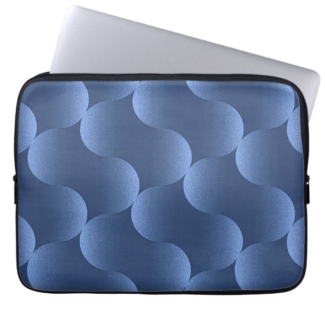 💙 Blue Abstract Pattern Calm Modern Tech 💙 Laptop Sleeve (Front)