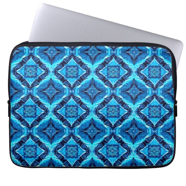 Blue Abstract Pattern Laptop Sleeve (Front)