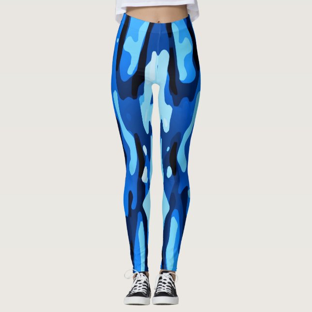 Blue Abstract Pattern Leggings (Front)