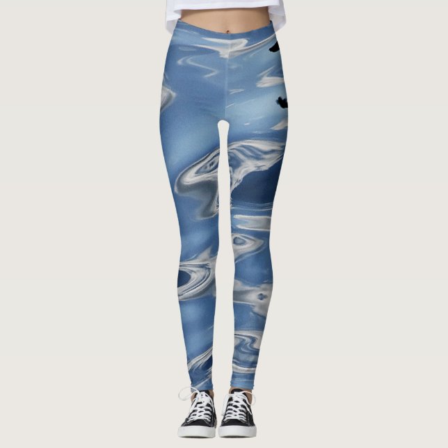 Blue abstract pattern leggings (Front)