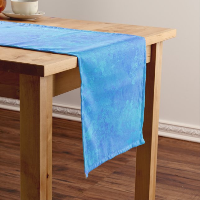 Blue Abstract Pattern  Short Table Runner (In Situ)