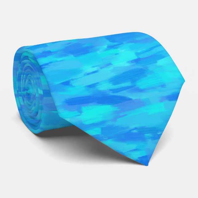 Blue Abstract Pattern Tie (Rolled)
