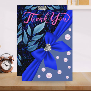Blue Abstract Pearl Modern Trendy Boho Retirement  Thank You Card