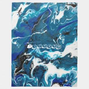 Blue Abstract Personalised Fleece Throw Blanket