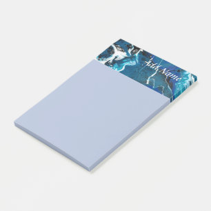 Blue Abstract Personalised Post it Note 4x6