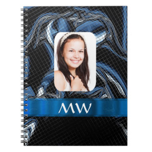 Blue abstract photo template notebook