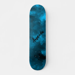 Blue abstract polygonal background skateboard