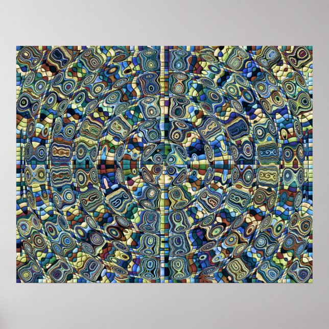 Blue Abstract Pond Poster (Front)