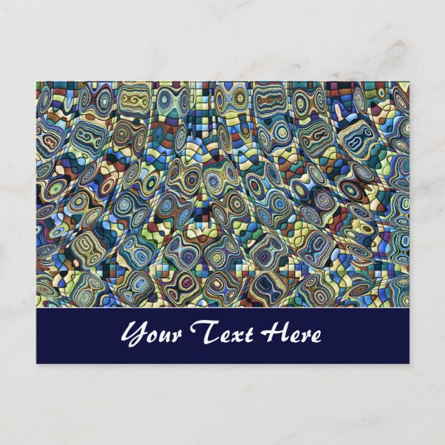 Blue Abstract Pond Template Postcard (Front)