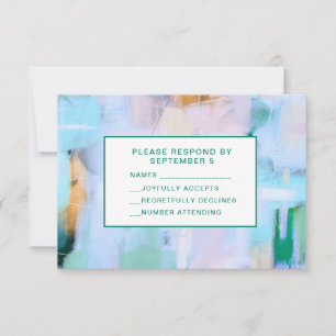 Blue Abstract RSVP Card Boho Colorful
