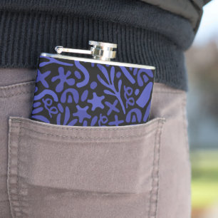 blue abstract seamless pattern hip flask