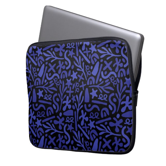 blue abstract seamless pattern laptop sleeve (Front Left)