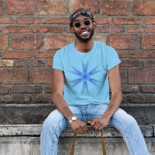 Blue Abstract Star Burst Art T Shirt