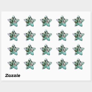 Blue abstract star sticker,Happy star blue gift Sticker