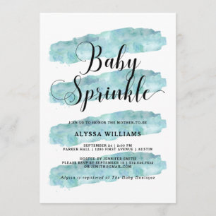 Blue Abstract Stripes   Watercolor Baby Sprinkle Invitation