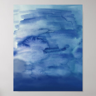 Blue Abstract Subterranian Painting Expressionism Poster