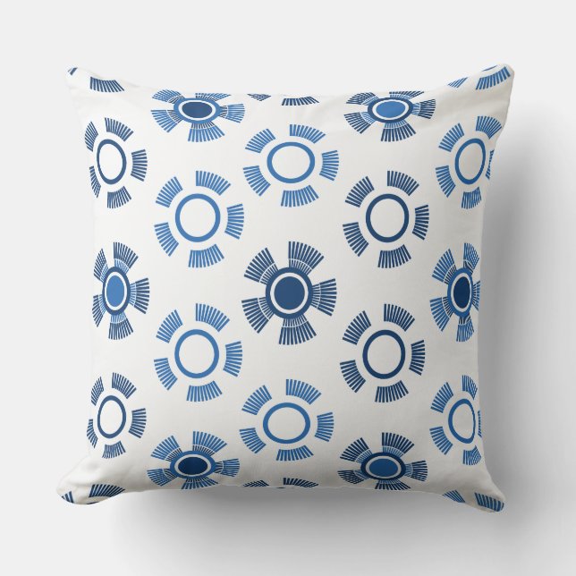 Blue Abstract Suns Cushion (Front)