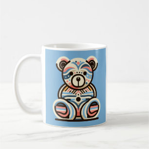 Blue abstract teddybear coffee tea mug cup gift