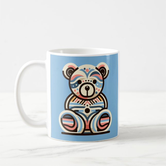 Blue abstract teddybear coffee tea mug cup gift  (Left)